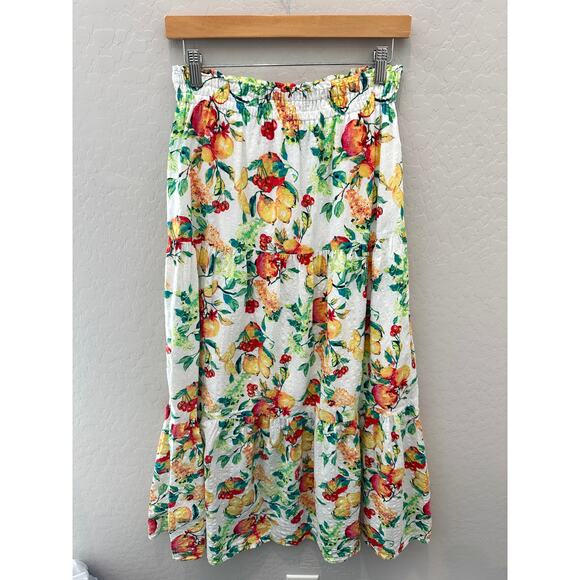 LAUREN CONRAD | Fruit Print Tiered Midi Skirt | Small - Picture 4 of 7